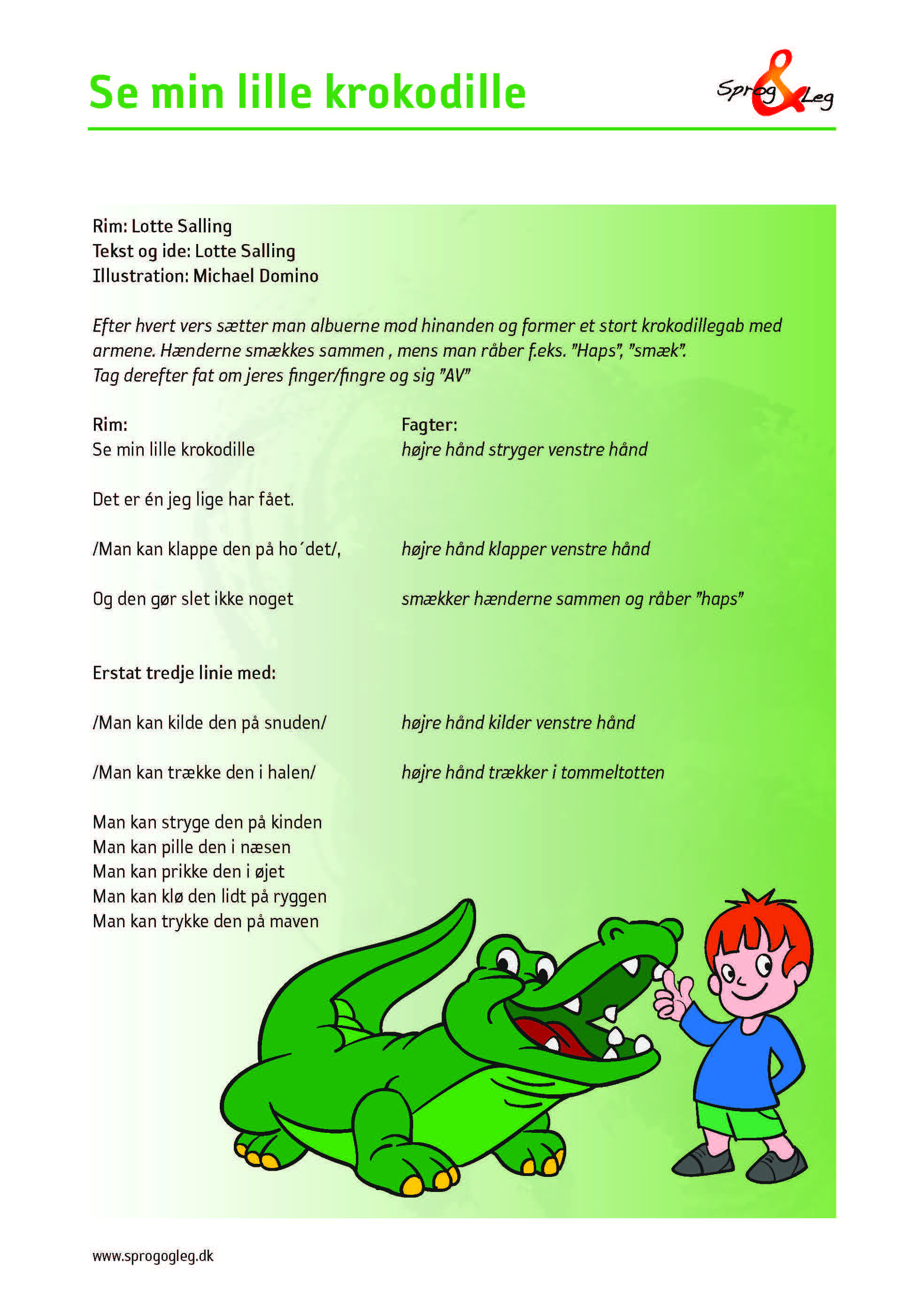 Tekst til sangen Se min lille krokodille