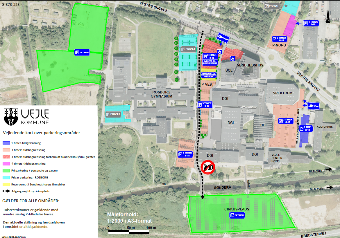 Vejledende oversigtskort over parkeringsområder