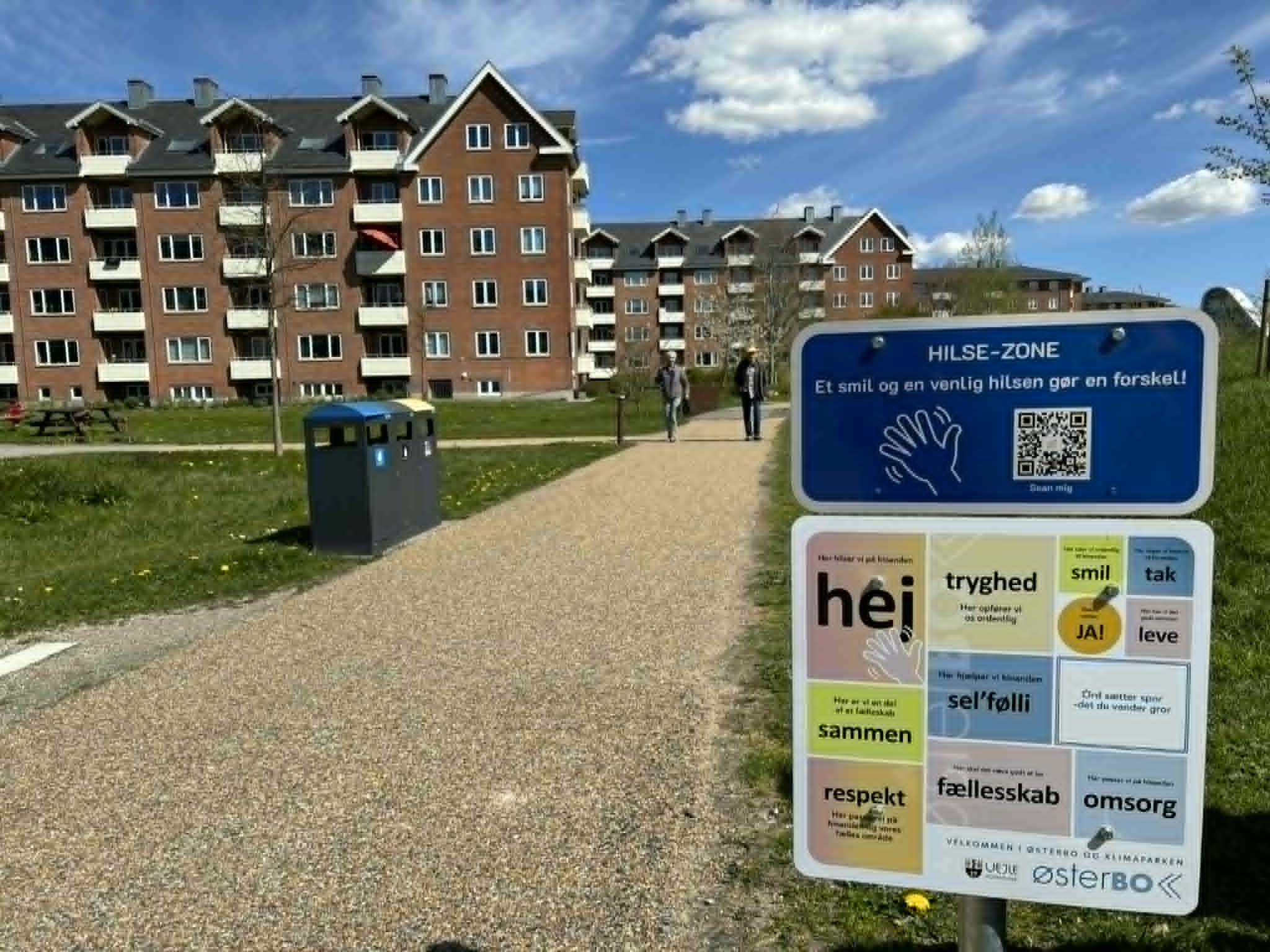 Hilsezone-skilt ved Klimaparken i Vejle